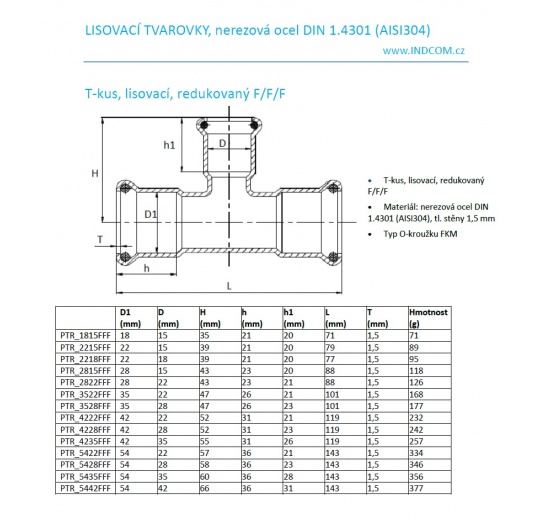 T-kus, lisovací, redukovaný F/F/F