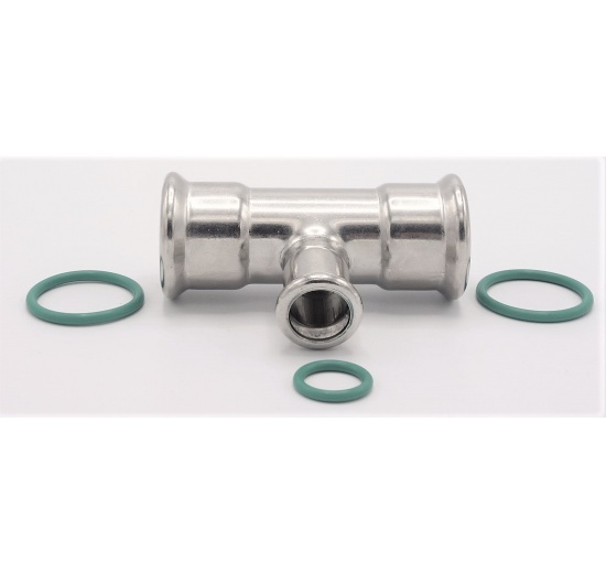 T-kus, lisovací,redukovaný, nerezový F/F/F 28_15_28