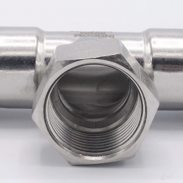 T-kus, nerezový, lisovací F/F(závit vnitřní)/F 28_1"_28