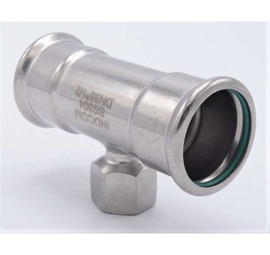 T-kus, nerezový, lisovací F/F(závit vnitřní)/F 35_1/2"_35