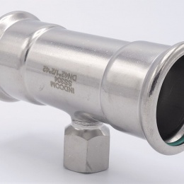 T-kus, nerezový, lisovací F/F(závit vnitřní)/F 42_1/2"_42