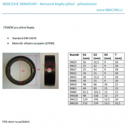 Těsnění ethylen-propylen (EPDM) - nerezová přímá klapka CLAMP DN15 a DN20, závitová, navařovací DN15 | označení DN19