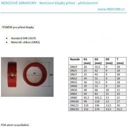 Těsnění silikon (VMQ) - nerezová přímá klapka navařovací a závitová DN40 | označení DN40