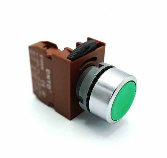 Tlačítko neprosvětlené - zelené, 1x NO kontakt