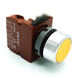 Tlačítko neprosvětlené - žluté, 1x NO kontakt