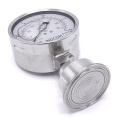 Tlakoměr, číselník 100 mm (spodní připojení), s oddělovací membránou CLAMP DIN32676, límeček 64 mm