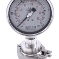 Tlakoměr, číselník 100 mm (spodní připojení), s oddělovací membránou CLAMP DIN32676, límeček 64 mm