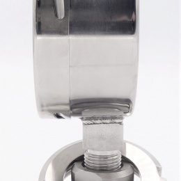 Tlakoměr s oddělovací membránou, potravinářské šroubení DIN 11851, číselník 100 mm,matice DN32, 0-2,5 bar