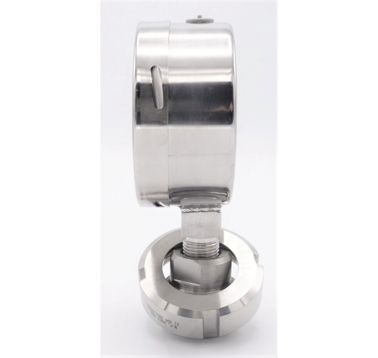 Tlakoměr s oddělovací membránou, potravinářské šroubení DIN 11851, číselník 100 mm,matice DN32, 0-2,5 bar