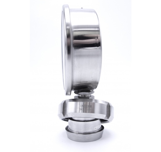 Tlakoměr s oddělovací membránou, potravinářské šroubení DIN 11851, číselník 100 mm,matice DN32, 0-6 bar