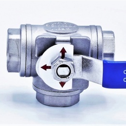 třícestný kulový závitový kohout a regulační třícestný mini ventil 1/8"