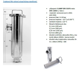 Trubkový filtr rohový CLAMP připojení DN65 (clamp límeček 91 mm)